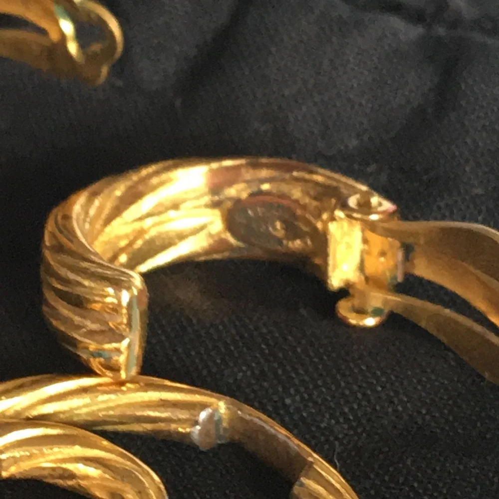 Chanel Gold-Tone Double C Drop Earrings